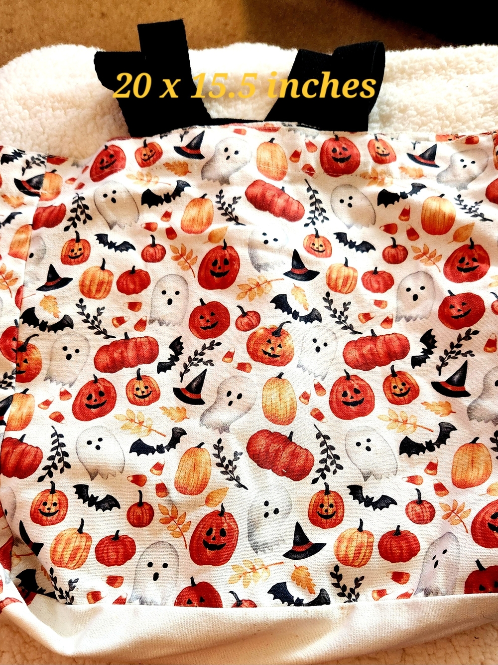 Kids Halloween Pumpkin & Ghost Tote Bag - Orange White